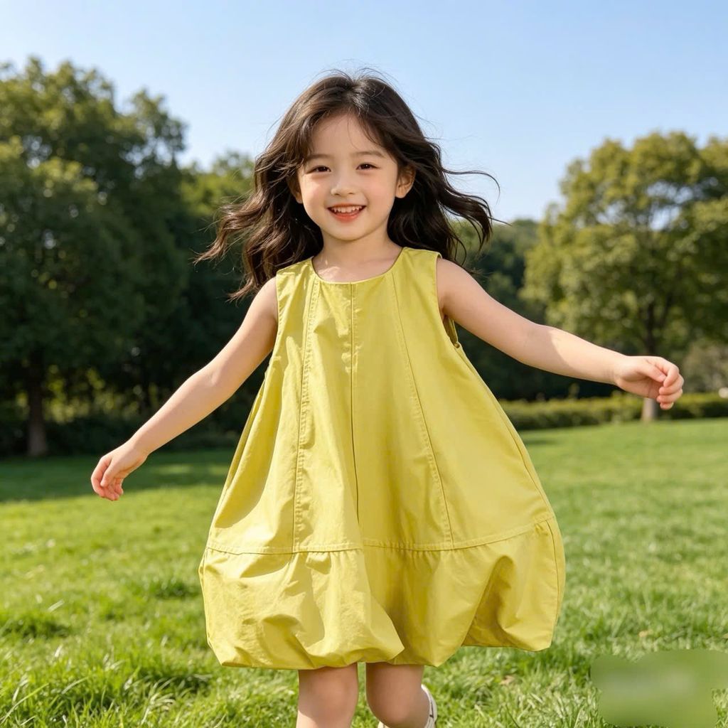 [Kho Mỹ Đình] 2-11y(10-36kg) Mina2574 Váy sát nách bé gái dáng bí chất thô lụa mềm mát bé mặc xinh