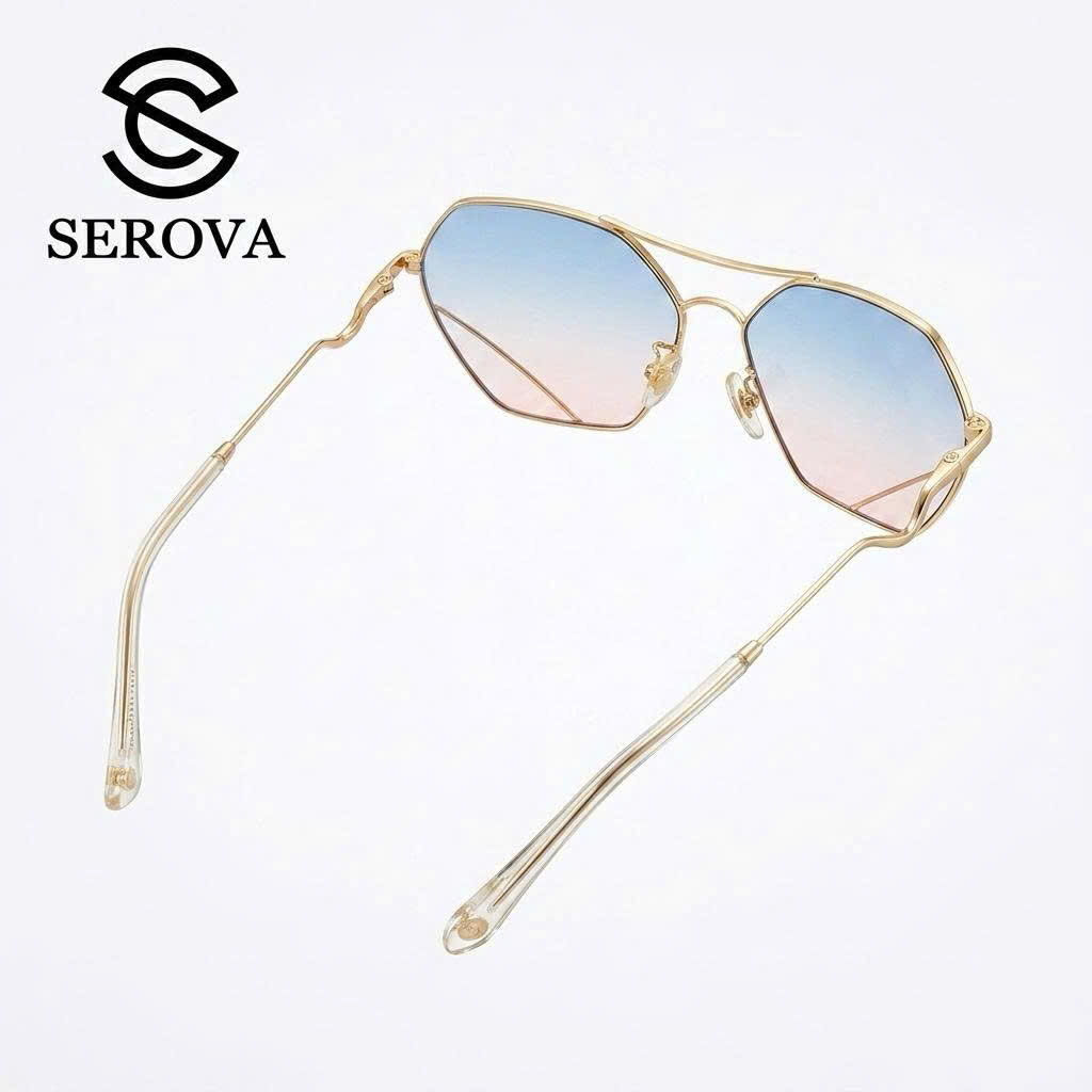 Kính râm cao cấp dành cho Nữ, chính hãng SEROVA SS9045, giọng mạ vàng