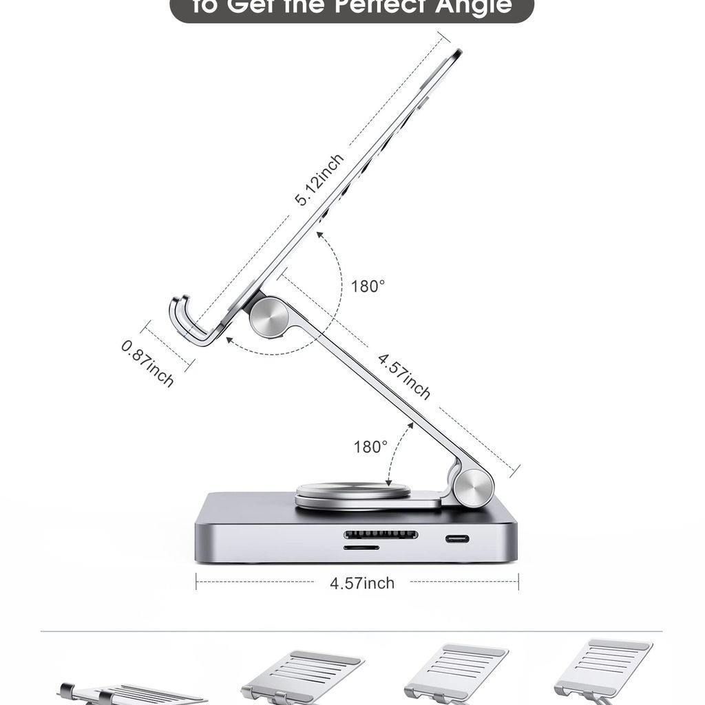 [Kho Long Biên] Giá đỡ kiêm Hub chuyển đổi 8 in 1 cho iPad / Laptop hãng BYEASY, HDMI 4k, sạc 100W