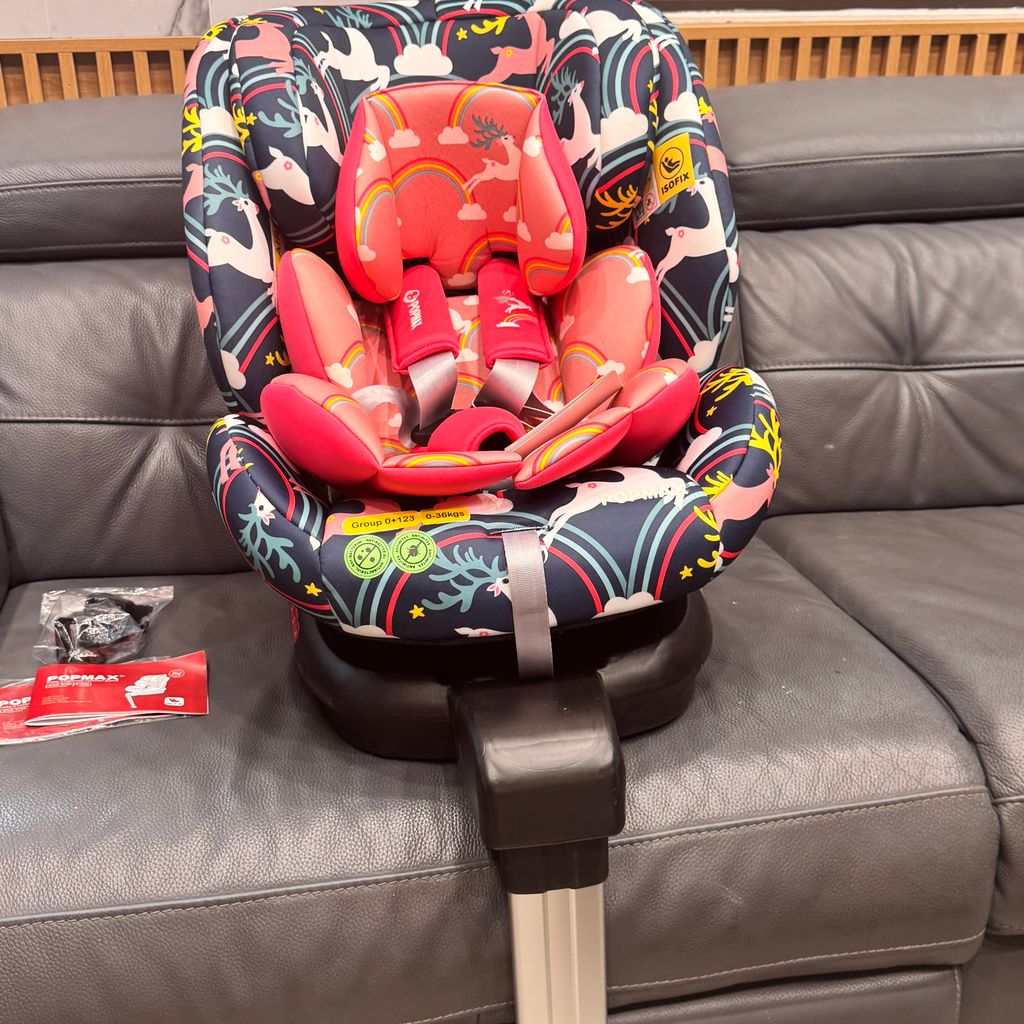 Ghế an toàn ô tô trẻ em từ 0-12 tuổi POPMAX HOORAY (UK ) – Xoay 360°, khoá iSOFIX, có chân chống