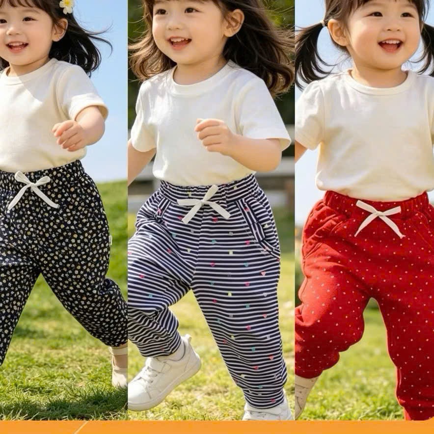 [Kho Mỹ Đình] 80-130(9-25kg) 268A Quần dài bé gái chất nỉ da cá mềm mịn Beboong