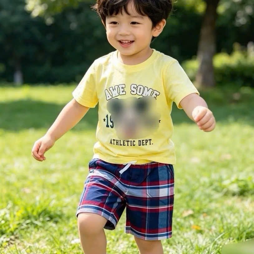 [Kho Mỹ Đình] 2-5t(10-20kg)E1707 Bộ quần áo bé trai cộc tay xuất dư