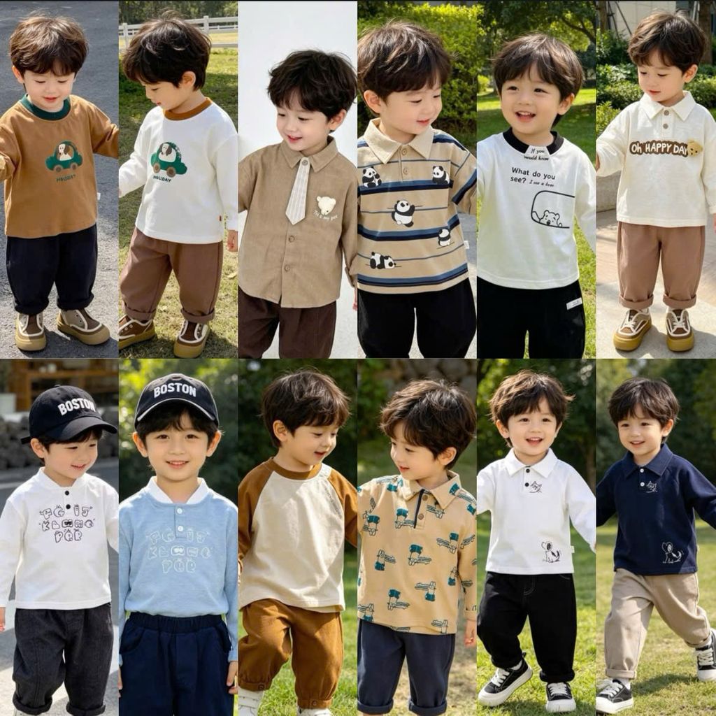 [Kho Mỹ Đình] 80-120(8-23kg) Bộ bé trai dài tay mặc thu đông nhiều mẫu Minium Bebu