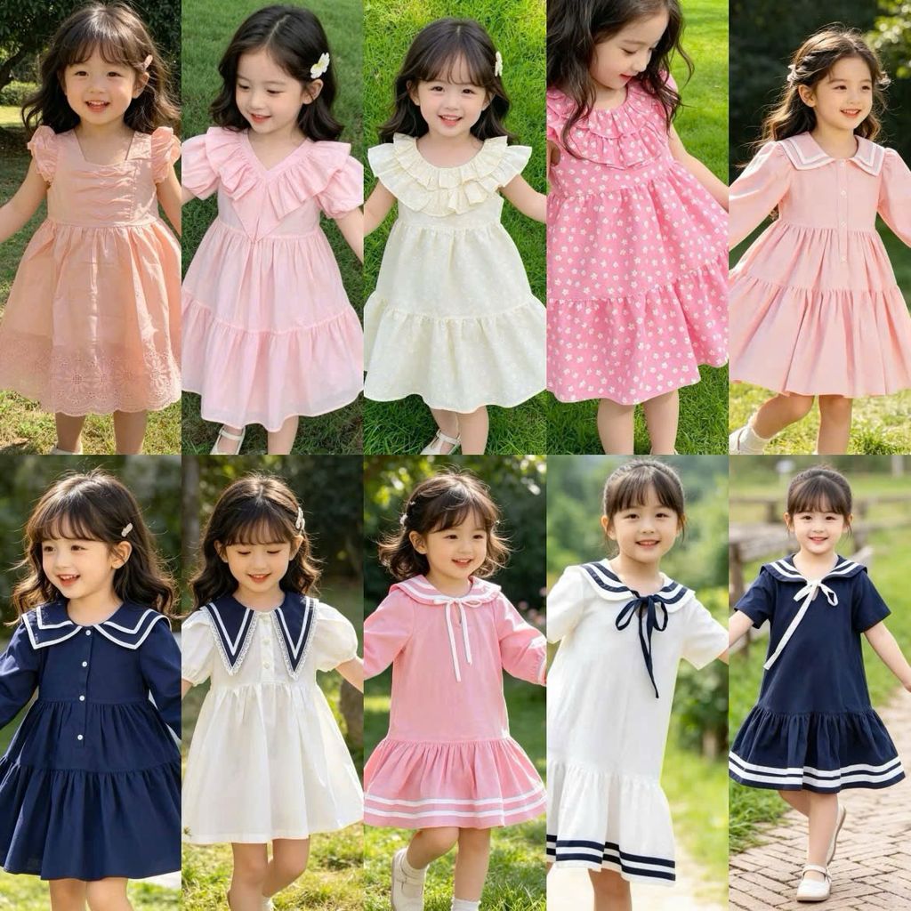 [Kho Mỹ Đình] 1-10y(10-36kg) Váy đầm bé gái mặc hè nhiều mẫu xinh Mina