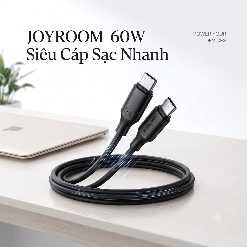 (Kho Mỹ Đình) Cáp sạc nhanh C-C Joyroom 60W (không hộp)