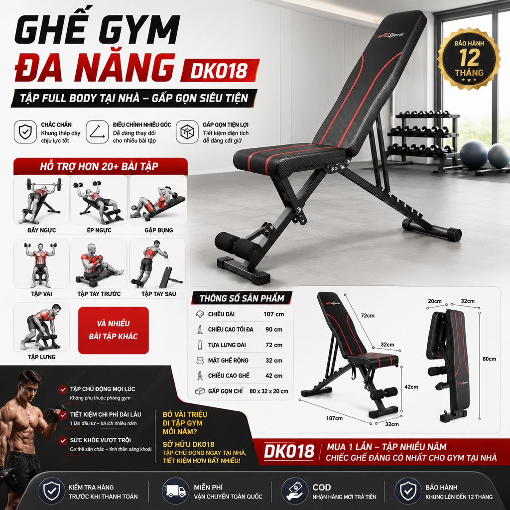Ghế Gym Đa Năng DK018 