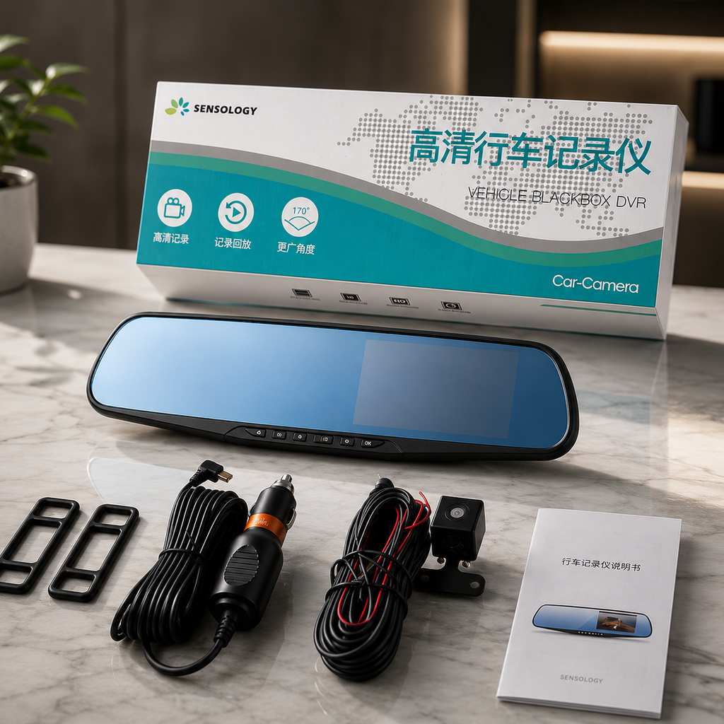 Camera hành trình Gương chiếu hậu, có cam lùi hãng SENSOLOGY CC20D ( ko pin)