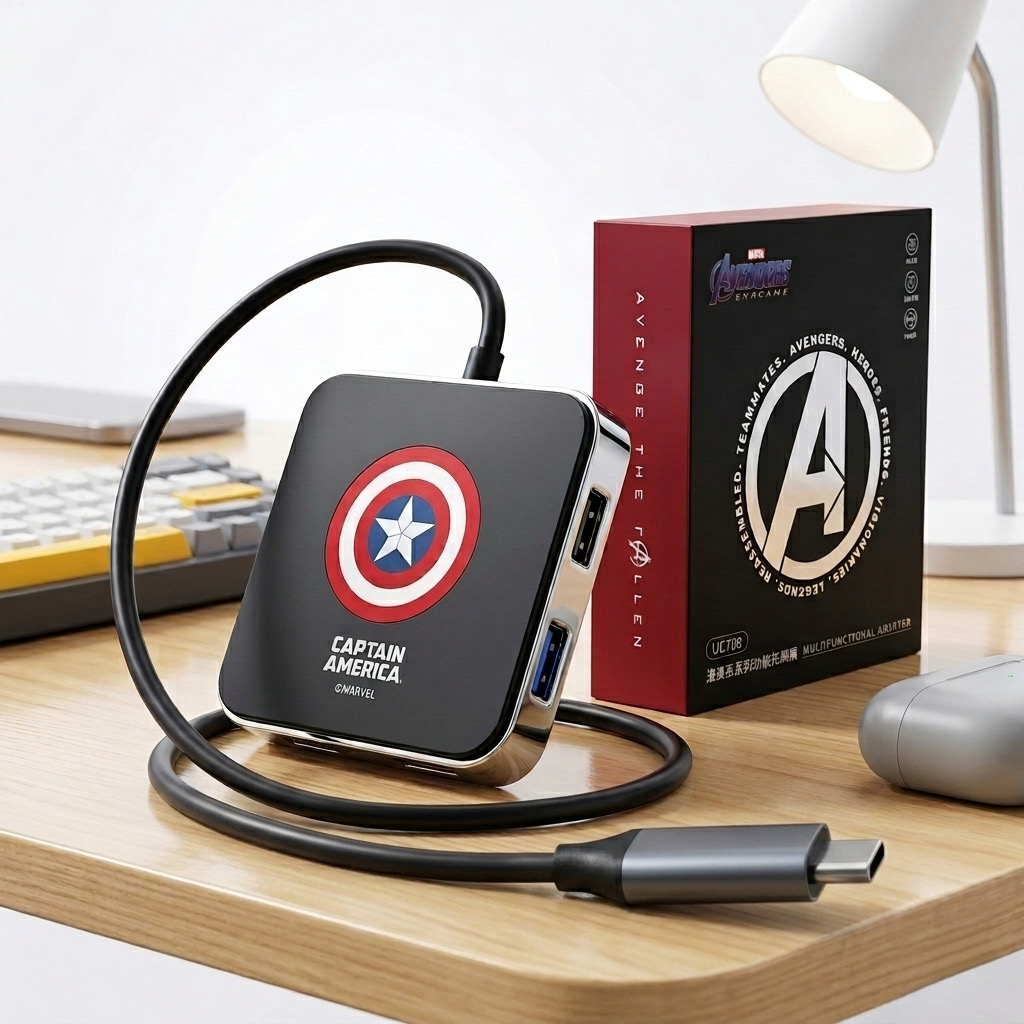 Hub Chuyển Đổi Type-C Đa Năng Marvel Avengers UC708, Type-C ra HDMI, đọc thẻ, USB-A…