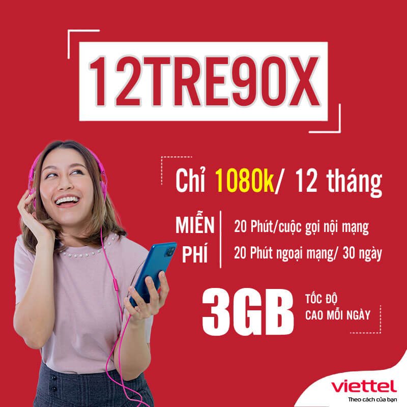 VIETTEL 12TRE90X 3GB/NGÀY + FREE GỌI
