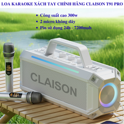 Claison T91Pro - Loa karaoke bluetooth đỉnh công suất 300W kèm 2 micro không dây chuyên nghiệp