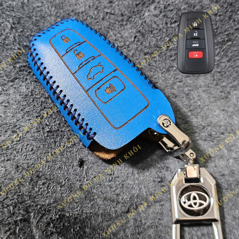 Bao da chìa khoá Toyota Corolla Cross handmade da thật