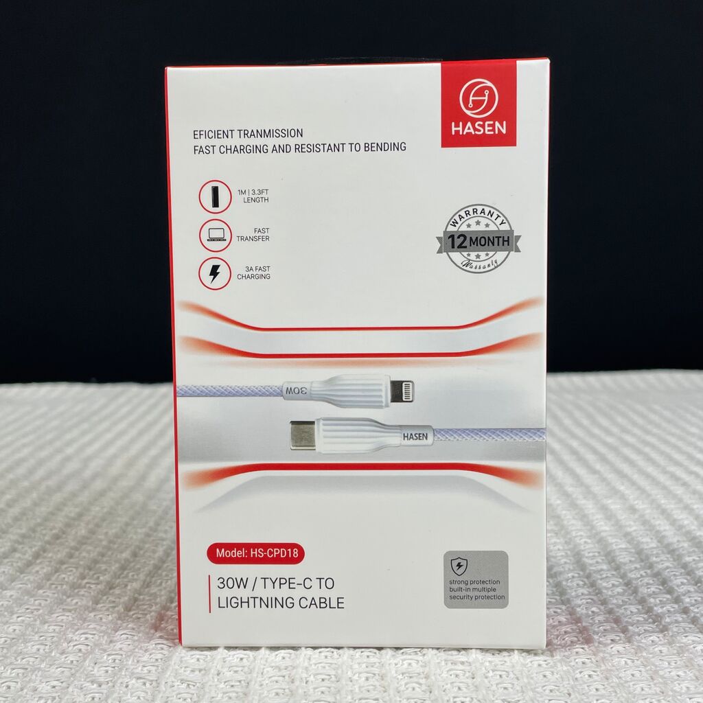 Cáp sạc nhanh HASEN HS-CPD18 (Type C-L 30w) dây dù trắng, 1m - Ảnh 4