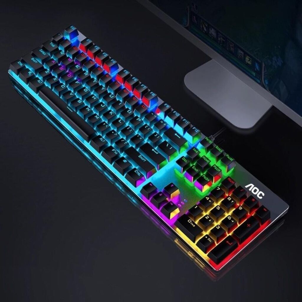 Bàn phím cơ AOC GK410 | 104 phím đèn RGB loại Blue Switch mặt đen cá tính dễ vệ sinh - Ảnh 4