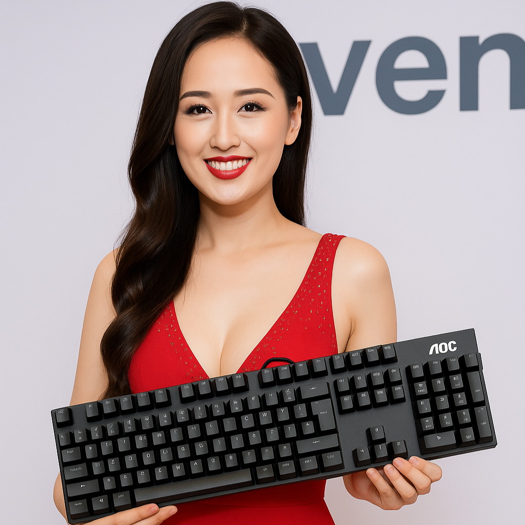 Bàn phím cơ AOC GK410 | 104 phím đèn RGB loại Blue Switch mặt đen cá tính dễ vệ sinh