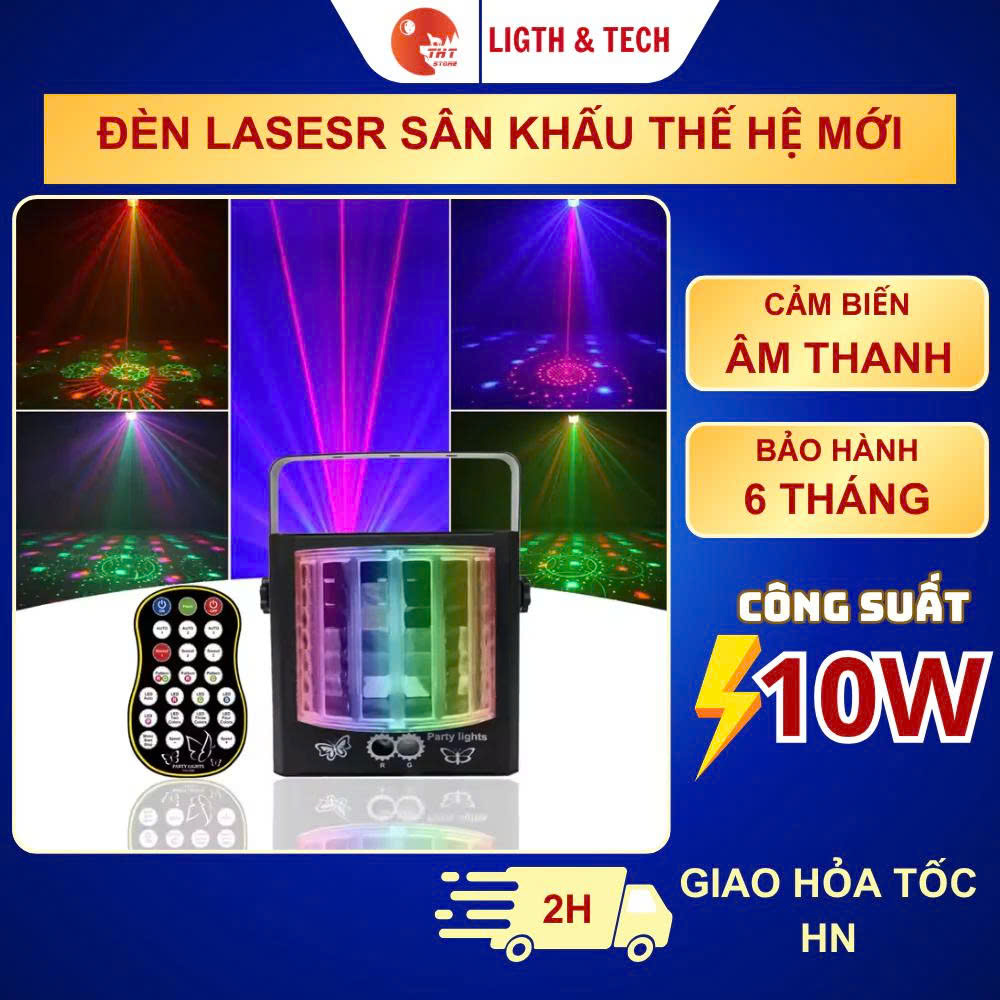 Đèn Sân Khấu LED Thế Hệ Mới 2025 THT DECOR Đèn Chiếu Hiệu Ứng Laser Phòng Bay Nháy Theo Nhạc 