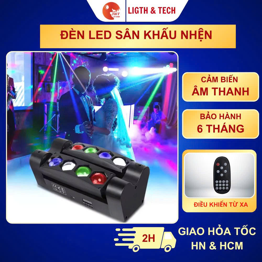 Đèn led sân khấu nhện xoay 180 THT độ đèn hiệu ứng nhện RGB hỗ trợ điều khiển DMX dành cho sân khấu 