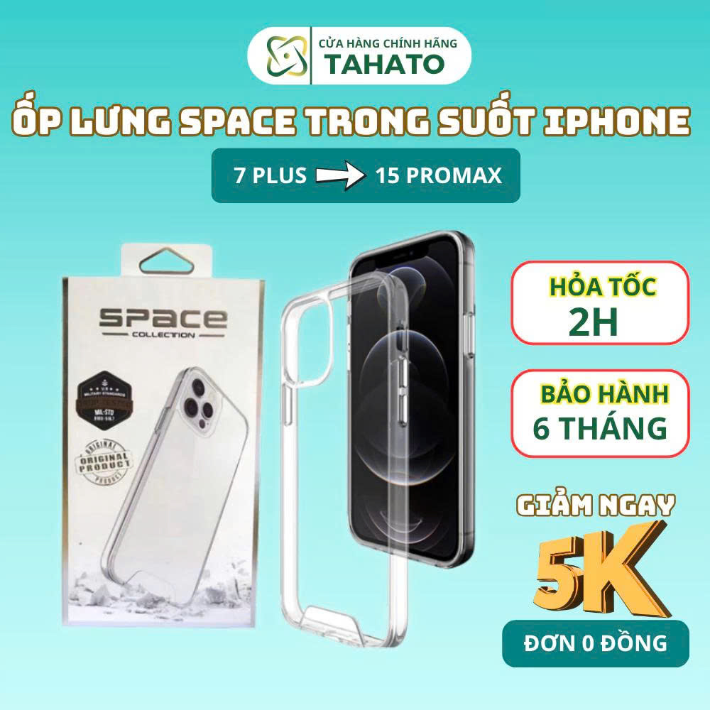 Ốp iphone space trong suốt chống ố cao cấp có nút mạ Crom cho 7plus/11/11promax....14promax/15promax
