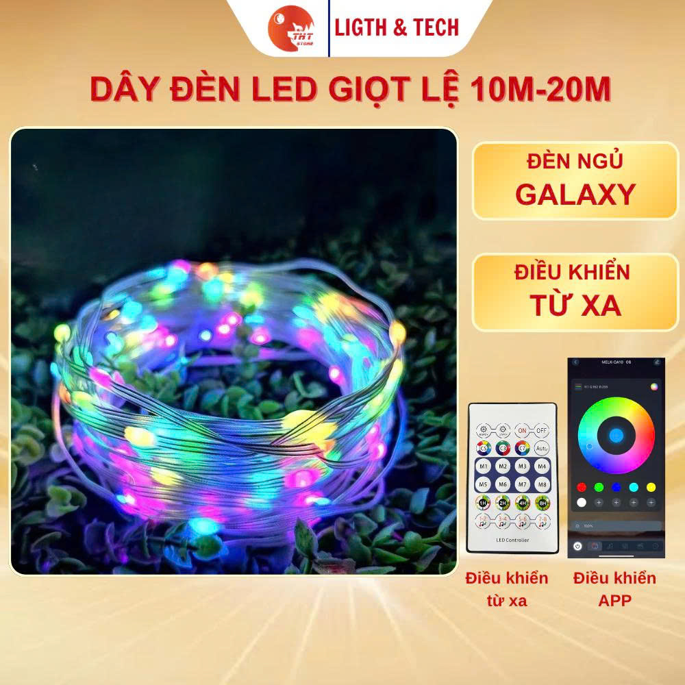 Đèn Dây Led giọt Lệ RGB 16 triệu màu THT Điều Khiển Bằng Điện Thoại, Nháy Theo Nhạc, Trang Trí Decor