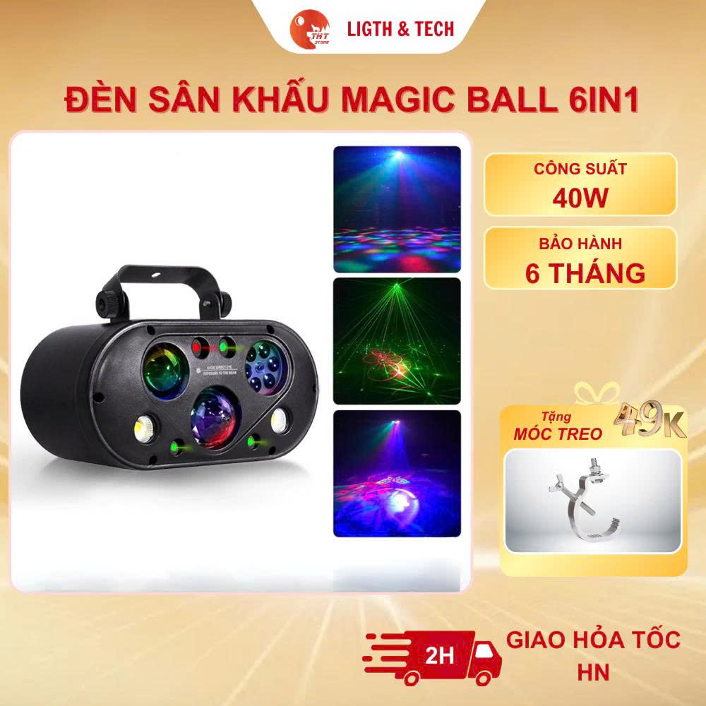 Đèn Sân Khấu Magic Ball LED Laser 6in1 THT SHOP Công Suất 40W DMX512 Đèn DJ Bar Karaoke Phòng Bay...