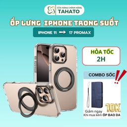 Ốp Trong Suốt Iphone 11-17Promax TAHATO bản năng cấp cứng viền mềm dễ lắp chống trầy xước ốp có chân