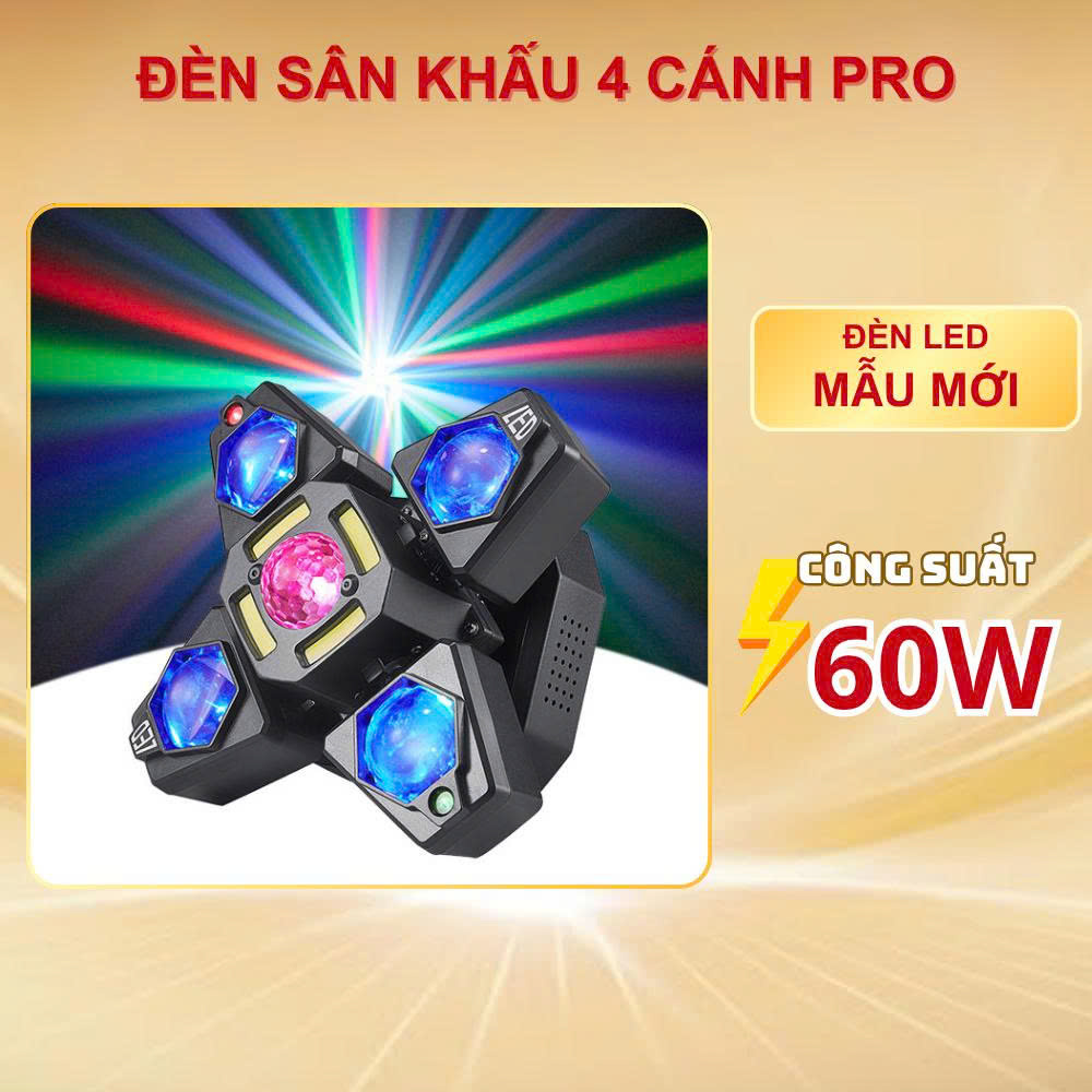 Đèn sân khấu 4 cánh PRO moving xoay THT SHOP đèn cảm ứng âm thanh dành cho sân khấu sự kiện phòg bar