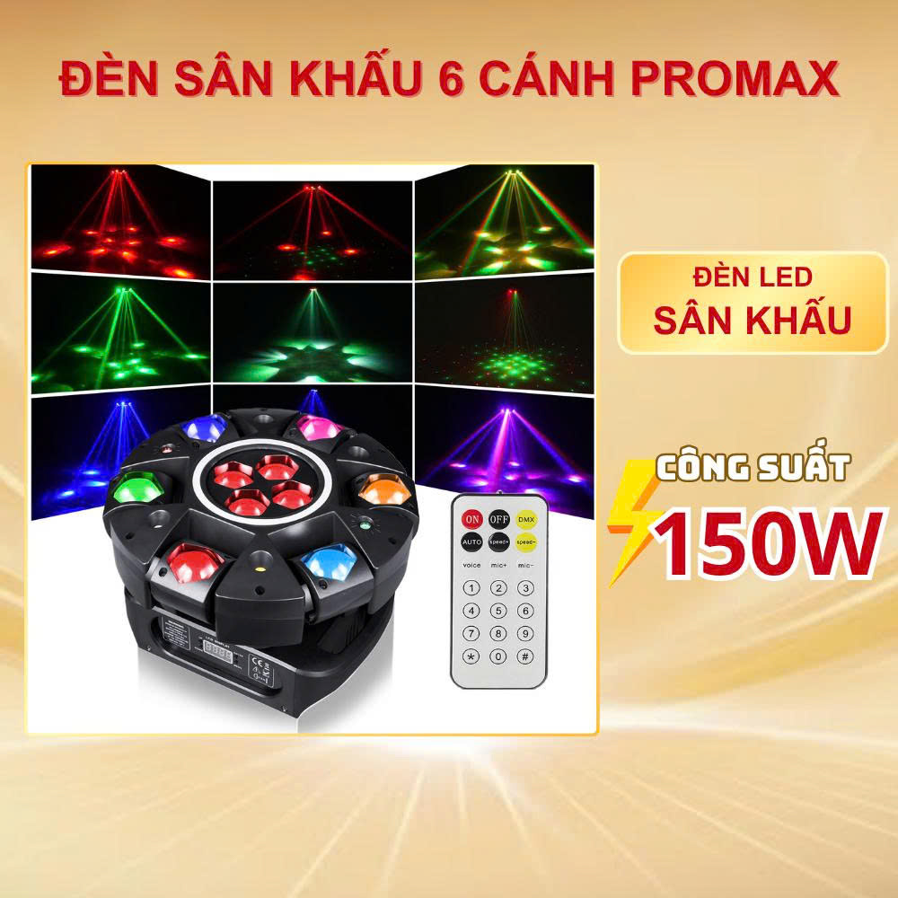 Đèn Sân Khấu Moving 6 Cánh Promax THT nâng cấp phiên bản mới nhất 2026 đèn xoay chớp theo nhạc ....
