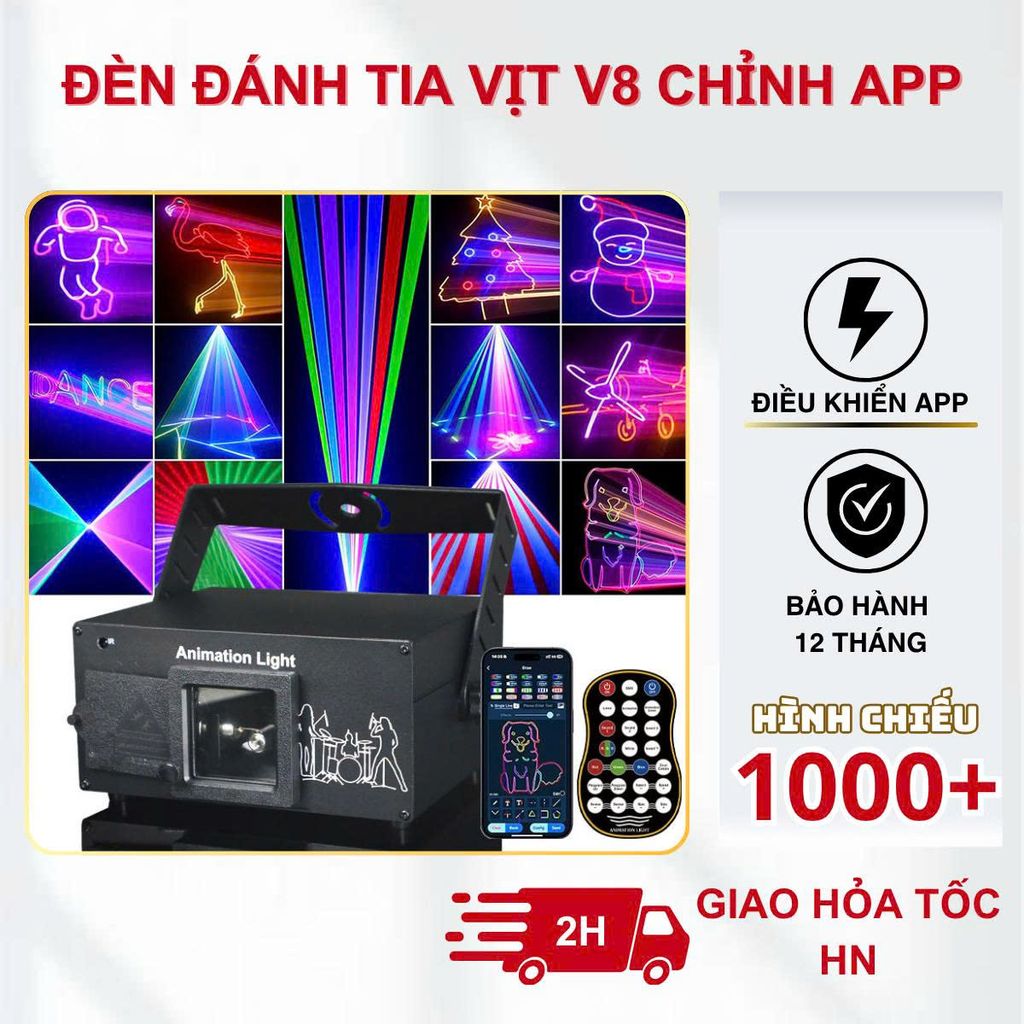 Đèn Sân Khấu Laser Vịt V8 CHILNEXX by THT Đèn Nháy Theo Nhạc Điều Khiển App và Remote cho quán bar..