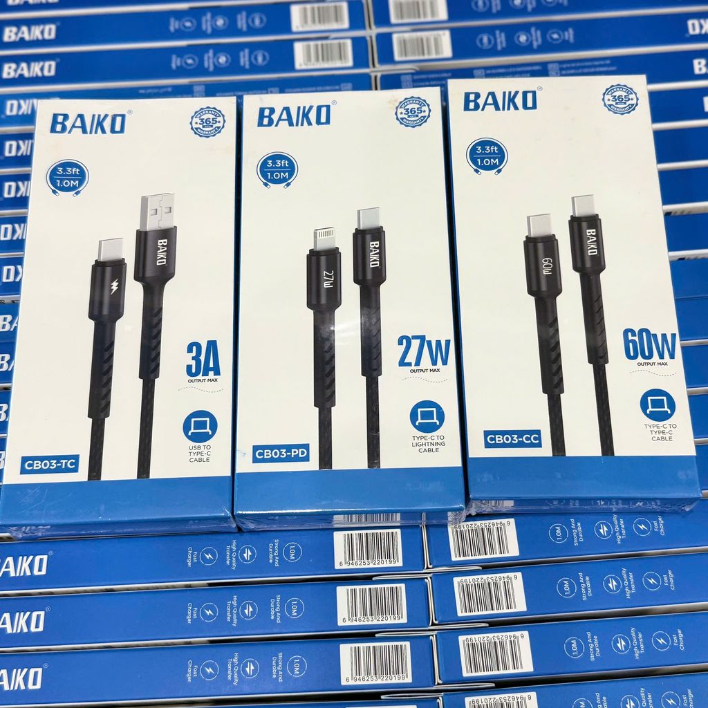 [ FULL VAT ]Cáp sạc chính hãng Baiko CB03 Dây bọc dù chống đứt  Hỗ trợ sạc nhanh tối đa 60W