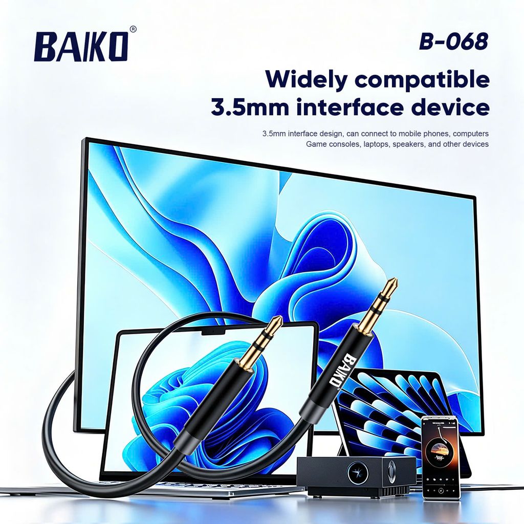 [FULL VAT] Rắc chuyển đổi âm thanh B-068 Hàng chính hãng Baiko, 2 đầu cắm 3.5