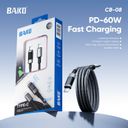 [FULL VAT] Cáp sạc chính hãng Baiko CB08, Cáp bọc dù , chíp hiển thị số công suất sạc