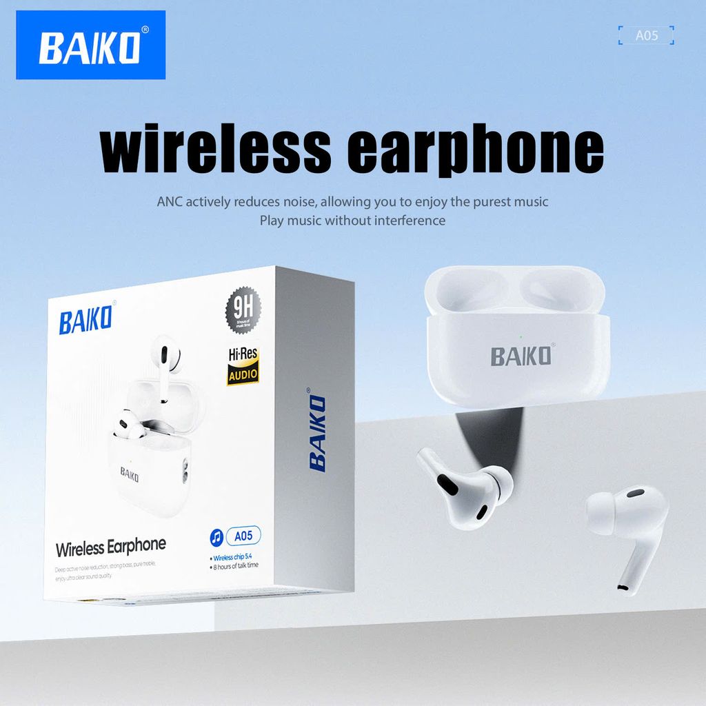 [FULL VAT] Tai nghe không dây BAIKO A05 Hàng chính hãng đầy đủ VAT, có nút tai silicon đeo êm tai