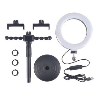 Giá Đỡ Livestream 2 Điện Thoại S3 + Đèn LED 3 Màu Chỉnh Sáng Xoay 360° Quay Video TikTok - Ảnh 4