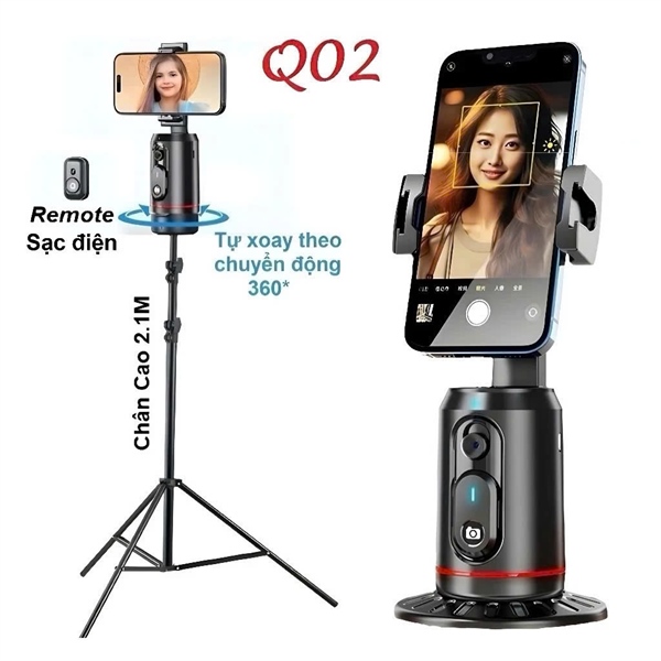 Gimbal AI Q02 – Xoay 360°, Theo Dõi Khuôn Mặt - Ảnh 3