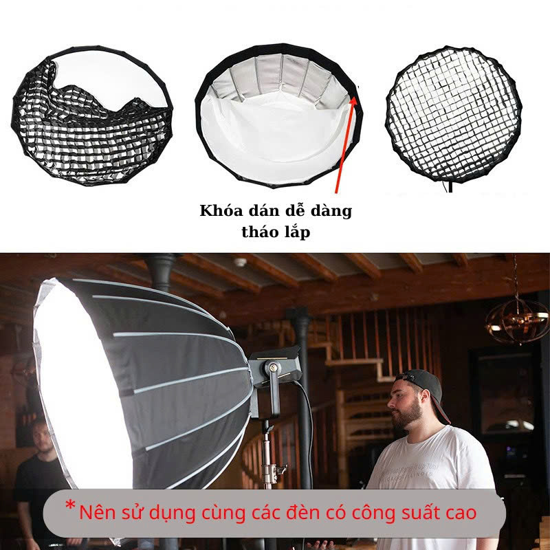 Bộ Đèn Livestream Softbox Tổ Ong Parabolic P90 ( Đường kính chụp 90cm )  , P65 ( Đường kính 65cm ) - Ảnh 3