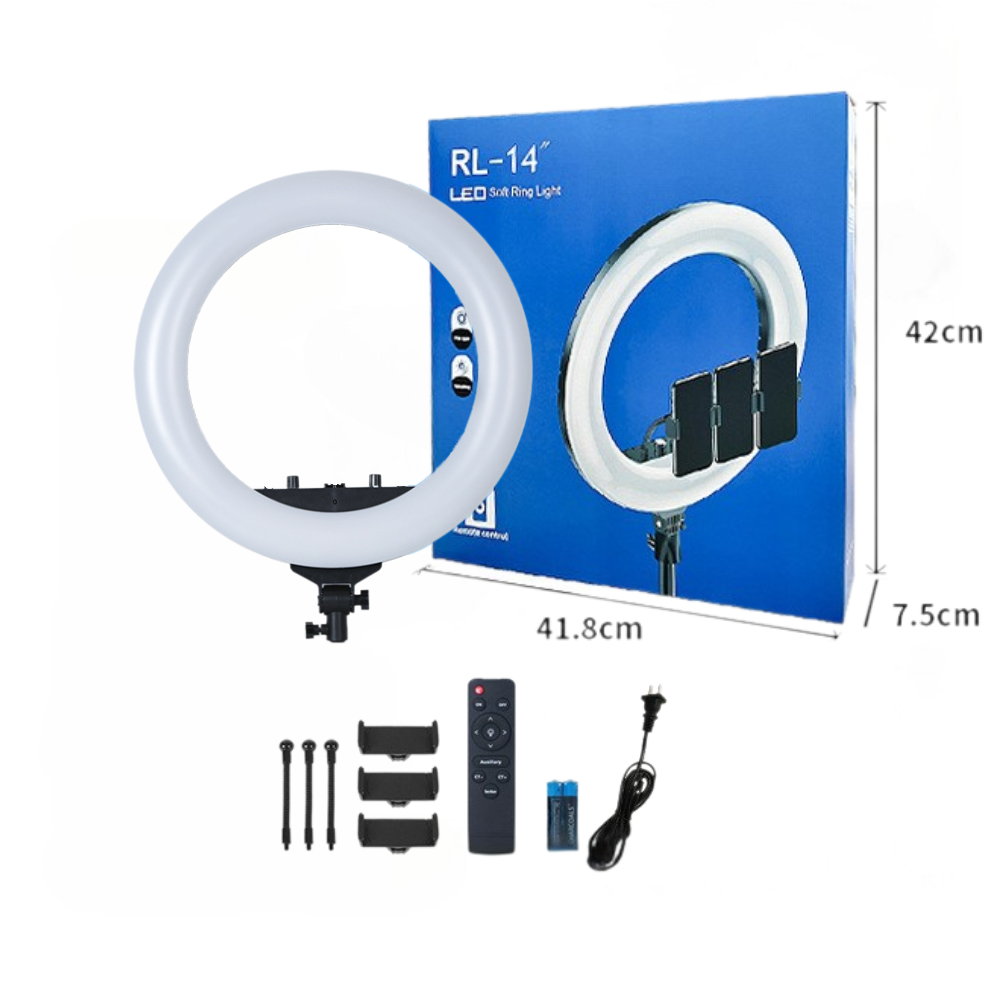 Combo Đèn RL14B 36cm + 3 Kẹp ĐT+ Remote Kèm Chân 8819 - 0.8Kg