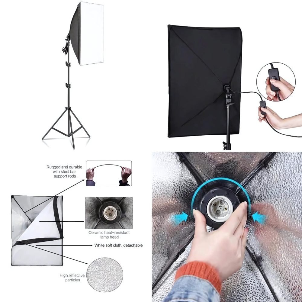 Bộ Đèn Studio 150W - Softbox D15 50x70cm Chụp Ảnh Quay Phim Livestream Chuyên Nghiệp - Ảnh 7
