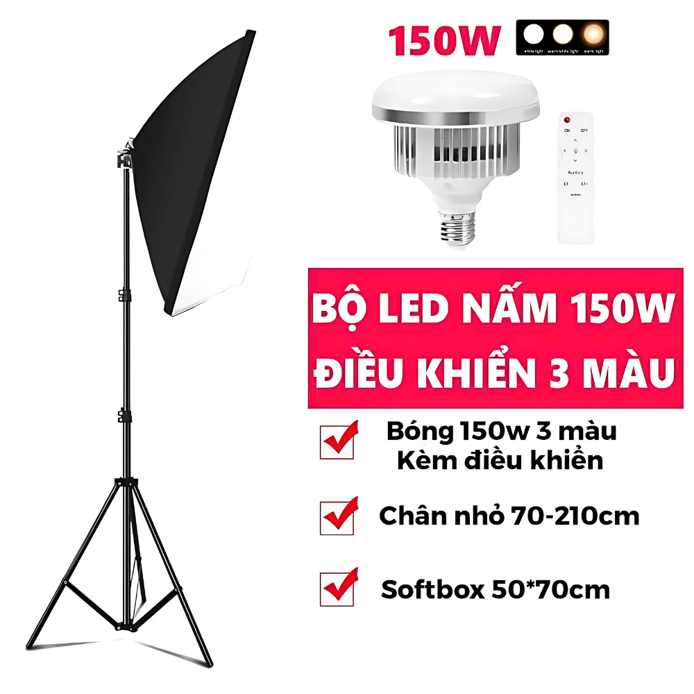 Bộ Đèn Studio 150W - Softbox D15 50x70cm Chụp Ảnh Quay Phim Livestream Chuyên Nghiệp - Ảnh 6