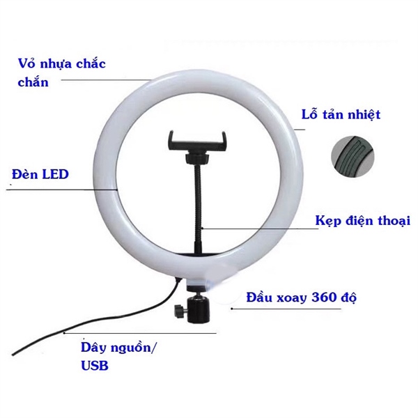 Combo Bộ Đèn livestream size 26cm + 1 kẹp ĐT Kèm Chân 2m1 0.5Kg - Ảnh 7