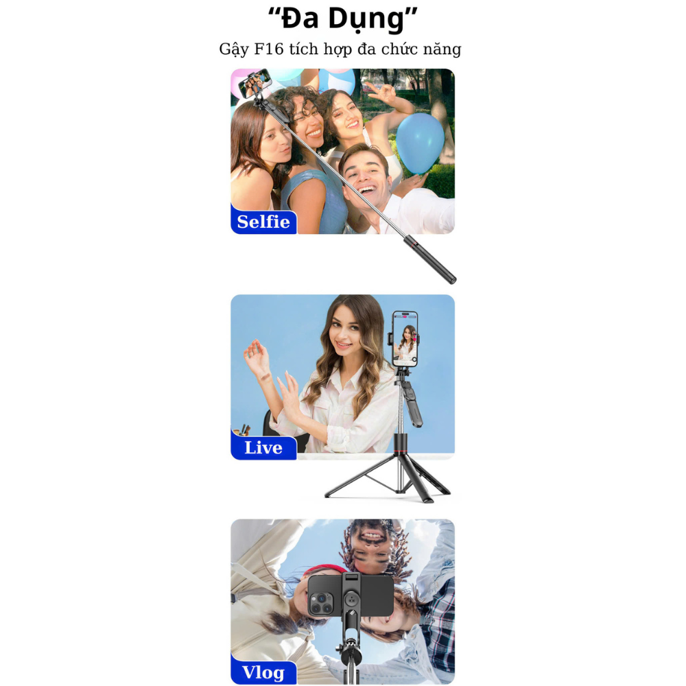 Gậy Chụp Ảnh F16 - 178cm - Màu Đen - Ảnh 5