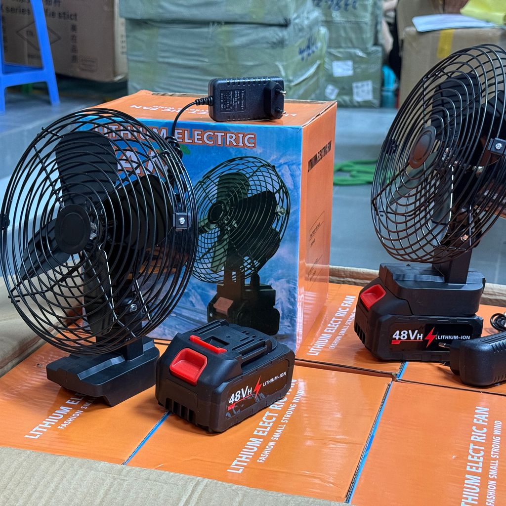 Quạt Tích Điện Lồng Sắt S10 – Pin 10 Cell, Dùng 5-6 Tiếng, Siêu Bền, Gió mạnh