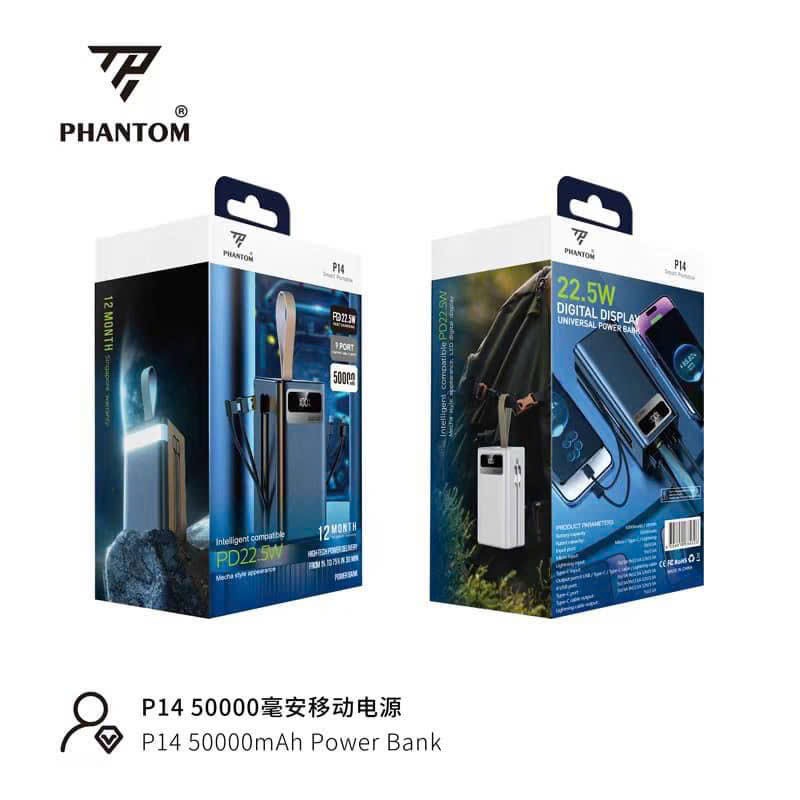 PIN PHANTOM P14 50,000mah kèm dây sạc nhanh