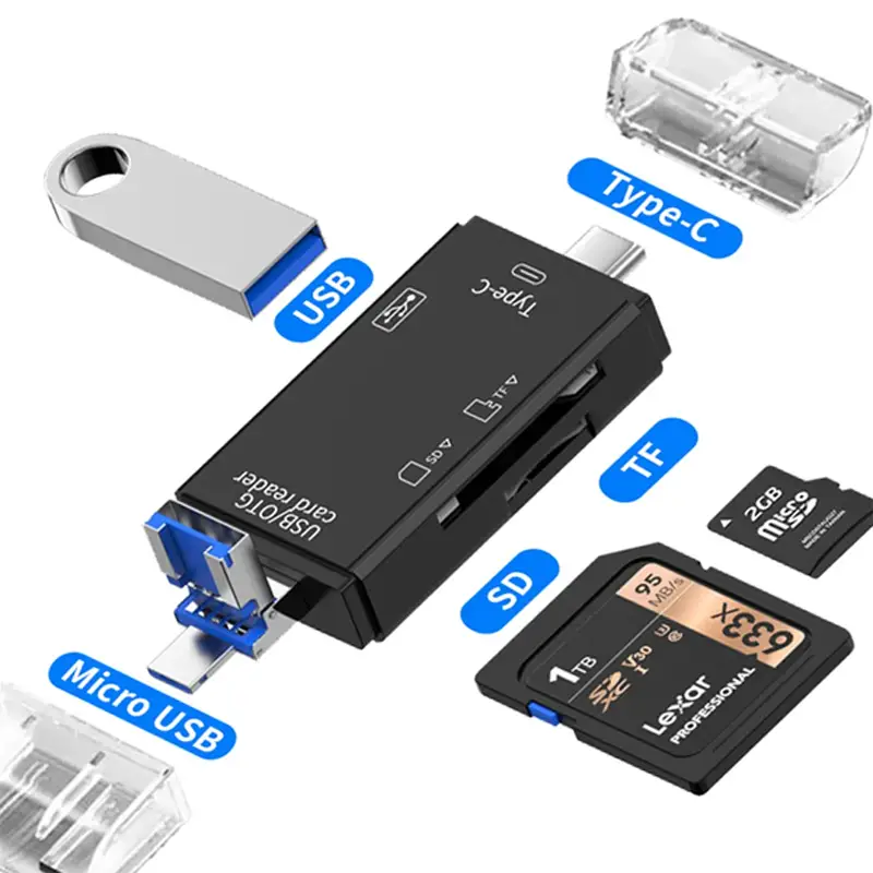 ĐẦU ĐỌC THẺ ĐA NĂNG CHO ĐIỆN THOẠI, MÁY TÍNH (MICRO+ TYPE C) 6IN1 ATUD-05
