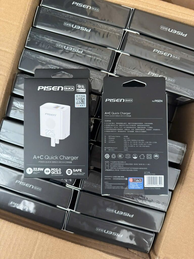 củ sạc pisen 2 cổng 22.5w chính hãng