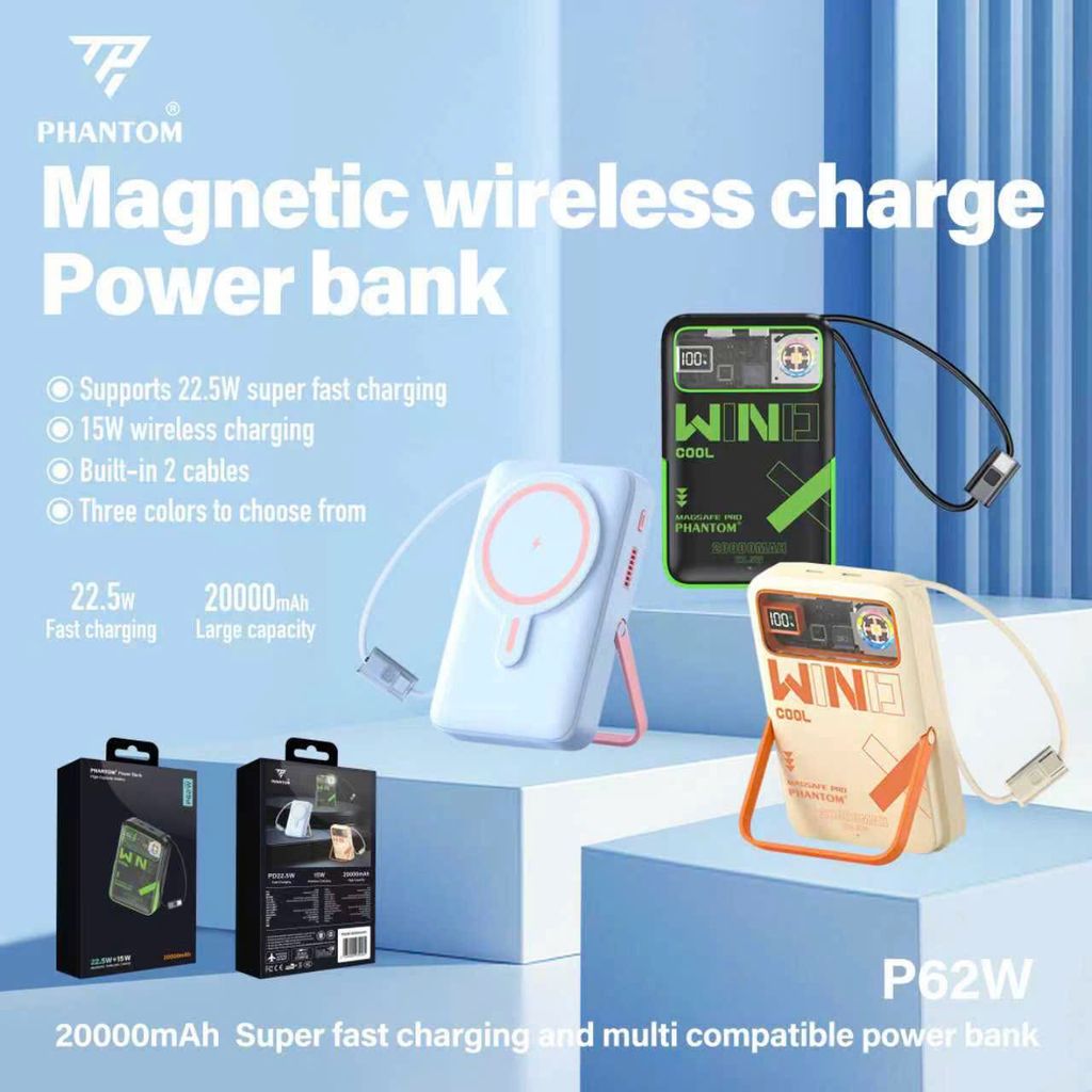 PIN dự phòng magsafe phantom P62 20.000mah