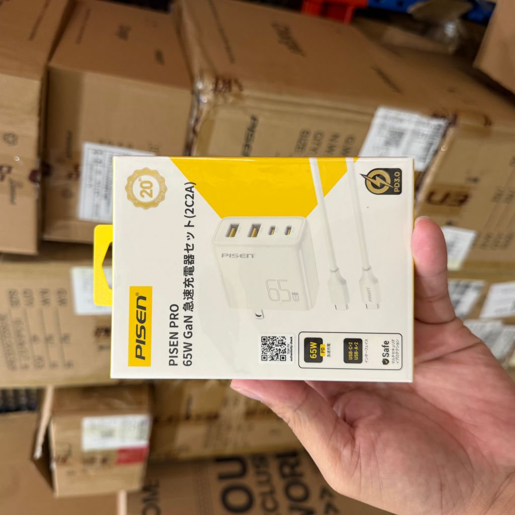 Bộ sạc Pisen Chính hãng 65W GAN 4 cổng