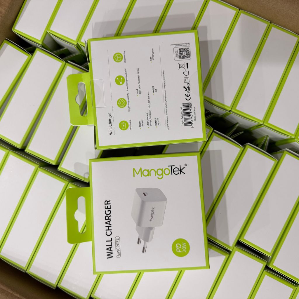 CỦ SẠC MANGOTEK Chuẩn MFI apple / Đạt chuẩn xuất châu Âu  GWC20EU – PD 20W
