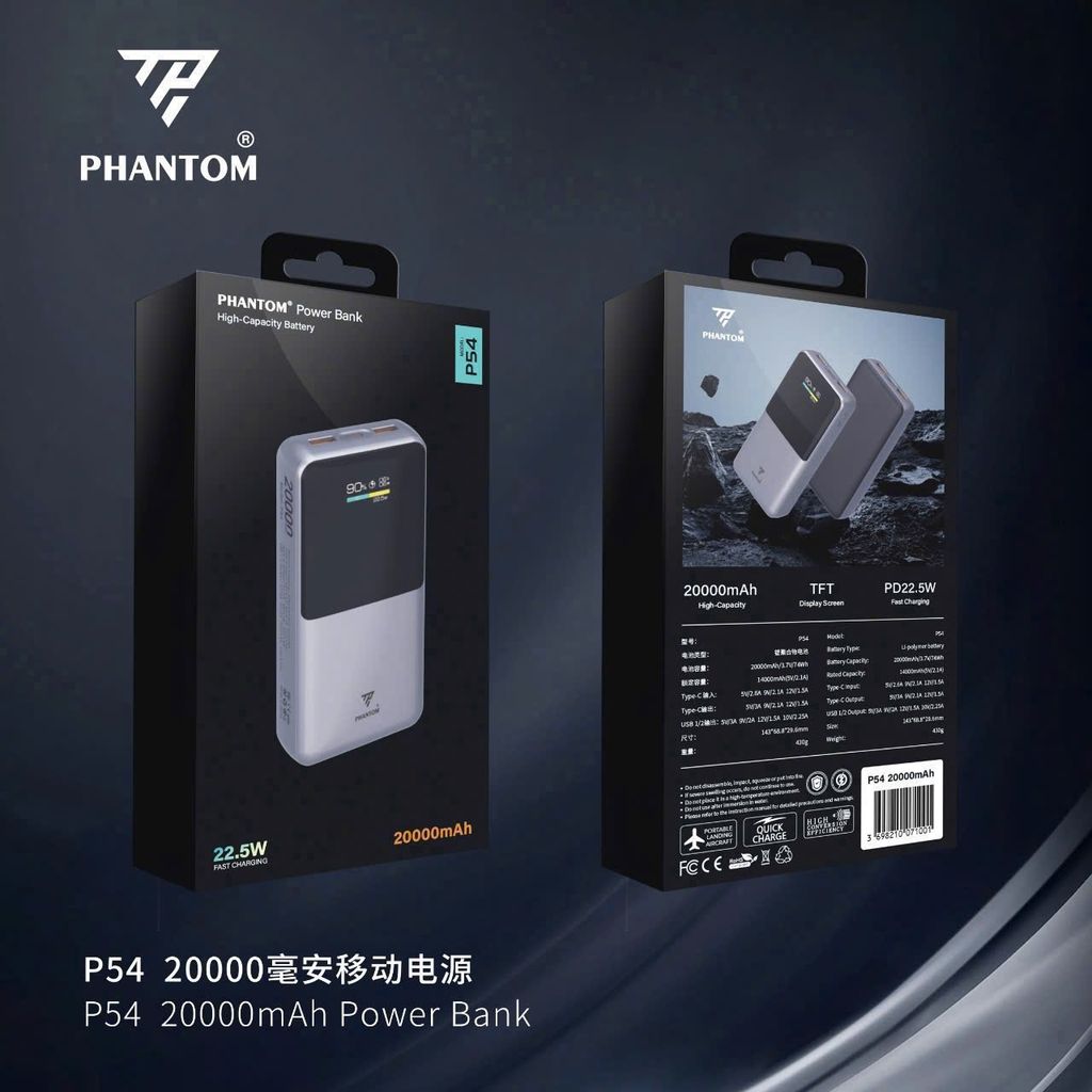 PIN PHANTOM P54 20.000mah sạc nhanh