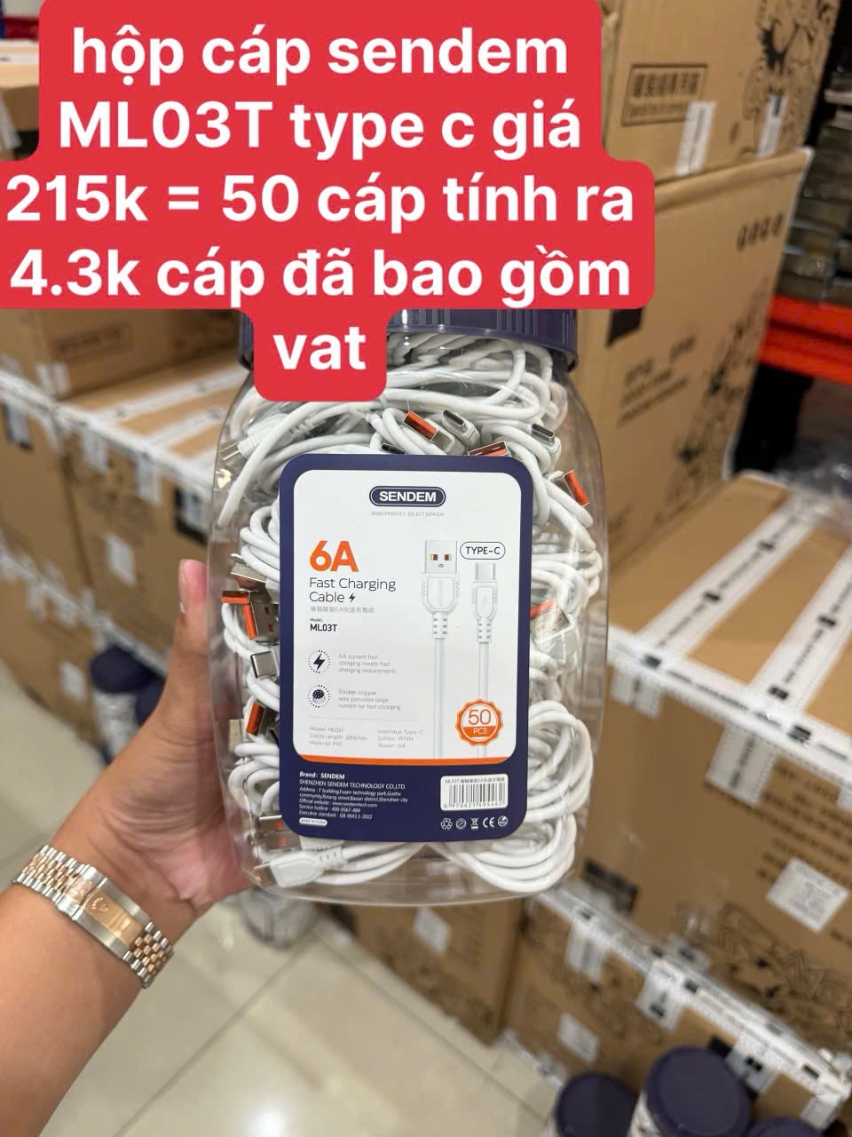 CÁP SENDEM HỘP ( 1 HỘP = 50 CÁI )