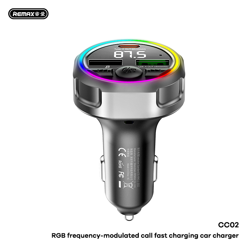 ( FREE VAT ) Sạc ô tô Remax CC02 48W (Sạc nhanh 2 cổng, gọi Bluetooth rảnh tay)