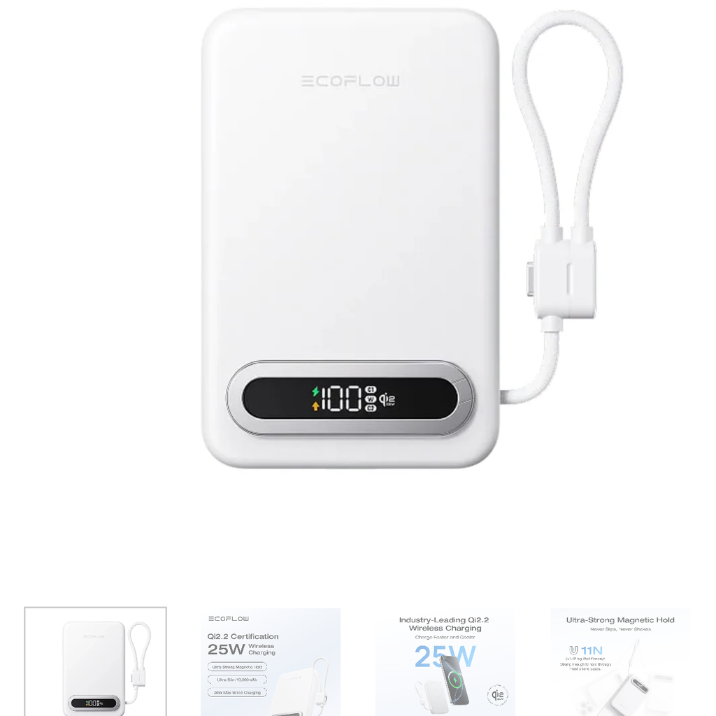 ECOFLOW RAPID MAG Qi2.2 – Sạc dự phòng từ tính 10.000mAh, không dây 25W, cáp USB-C liền 36W